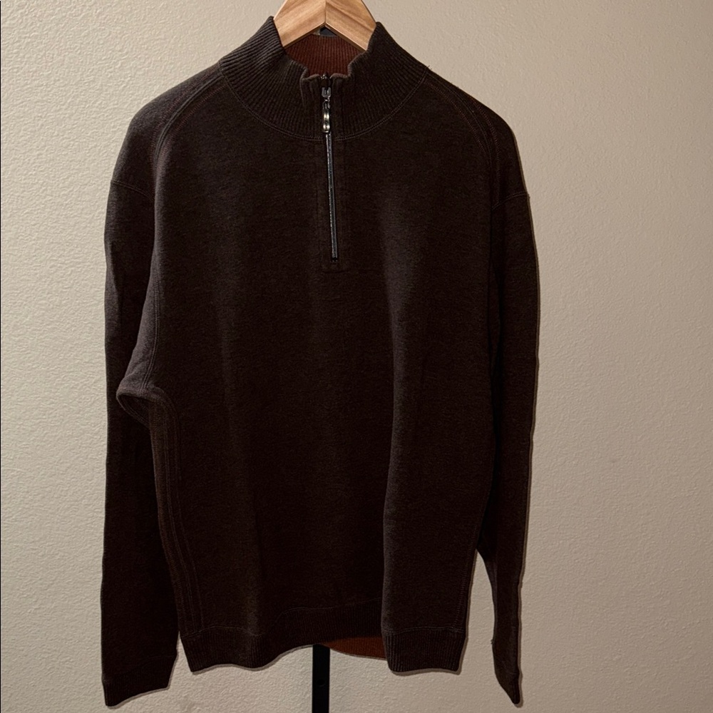 VTG Tommy Bahama 100% Cotton Quarter Zip Sweater Brown Men’s Size L